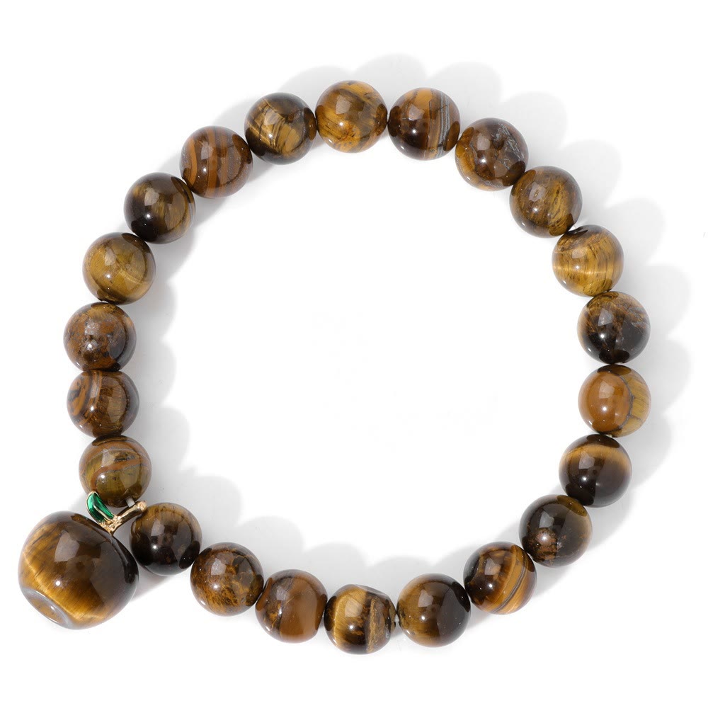 Olivenorma 8mm Natural Stone Beads Apple Pendant Bracelet