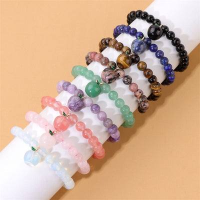 Olivenorma 8mm Natural Stone Beads Apple Pendant Bracelet