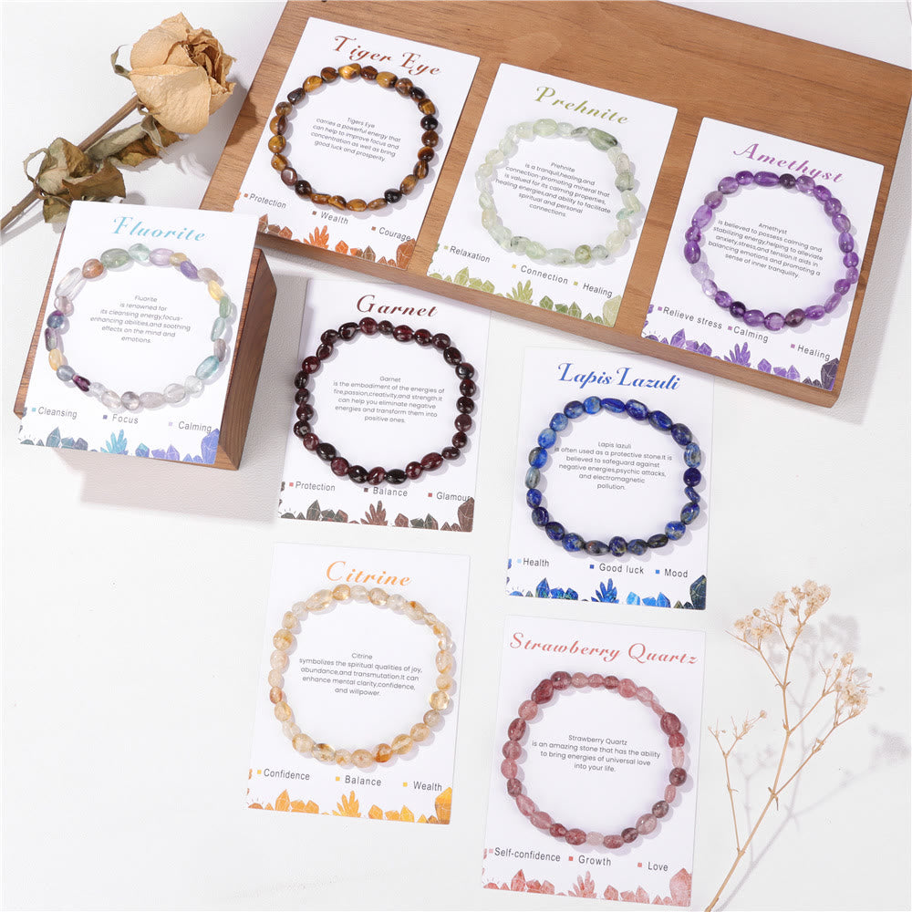 Olivenorma 6-8mm Natural Irregular Crystal Beads Bracelet