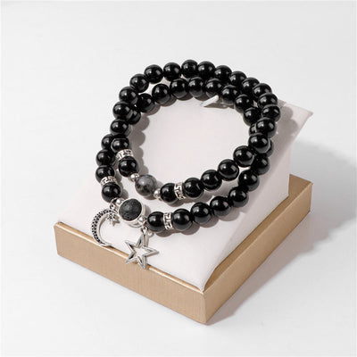 Olivenorma Natural Stone Beads Moon Star Pendant Bracelet Set