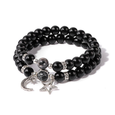 Olivenorma Natural Stone Beads Moon Star Pendant Bracelet Set