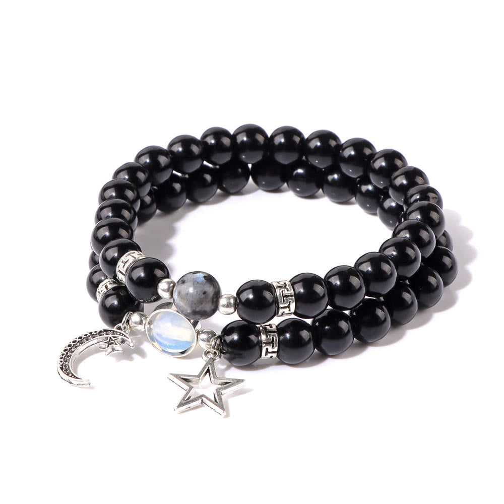 Olivenorma Natural Stone Beads Moon Star Pendant Bracelet Set