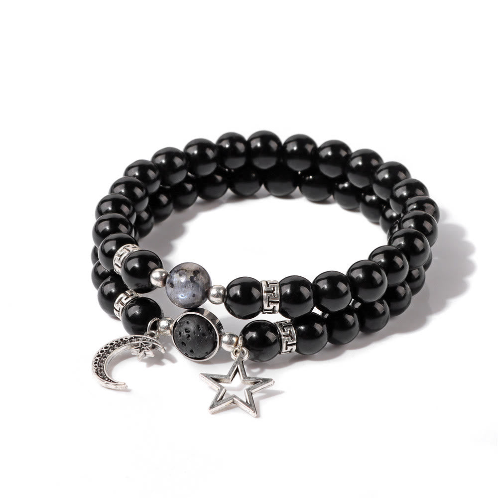 Olivenorma Natural Stone Beads Moon Star Pendant Bracelet Set