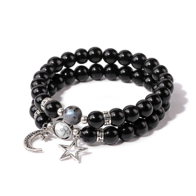 Olivenorma Natural Stone Beads Moon Star Pendant Bracelet Set