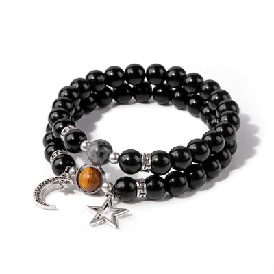 Olivenorma Natural Stone Beads Moon Star Pendant Bracelet Set