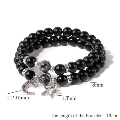 Olivenorma Natural Stone Beads Moon Star Pendant Bracelet Set