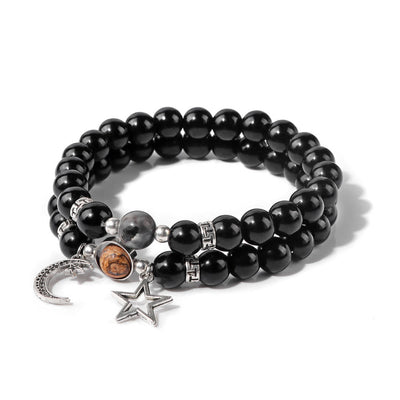 Olivenorma Natural Stone Beads Moon Star Pendant Bracelet Set