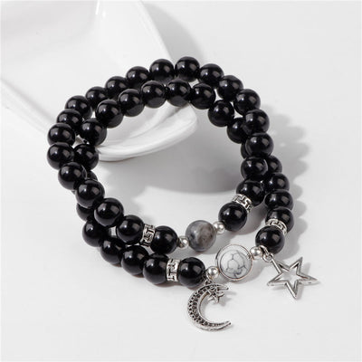 Olivenorma Natural Stone Beads Moon Star Pendant Bracelet Set