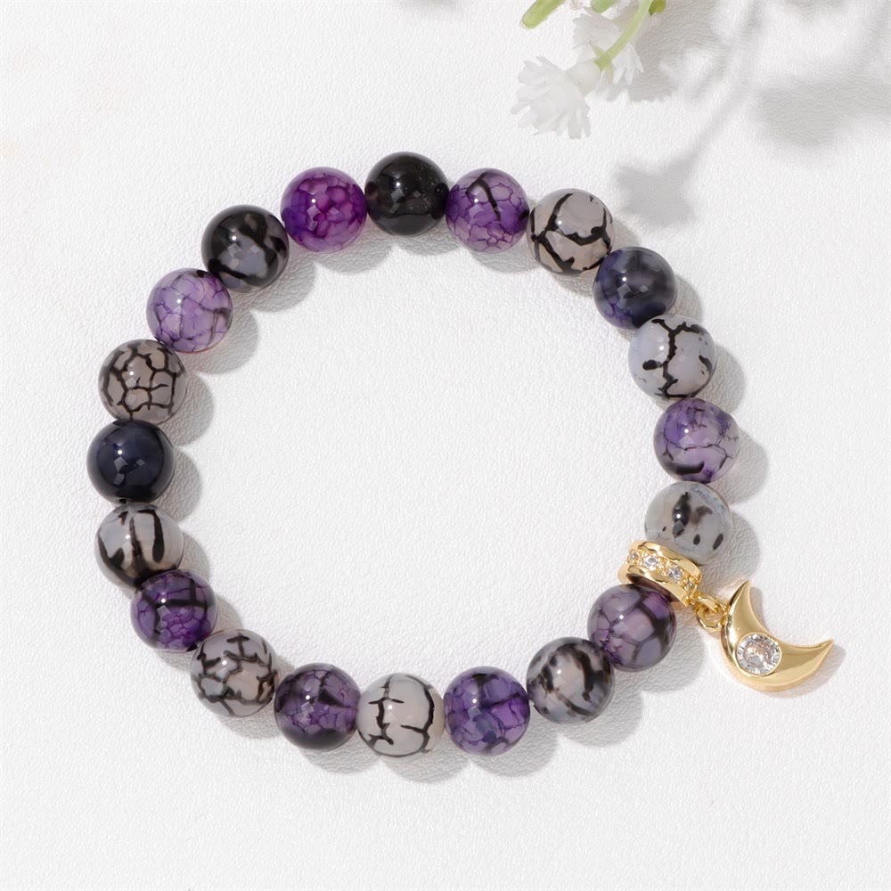Olivenorma Natural Stone Beads Zircon Moon Pendant Bracelet