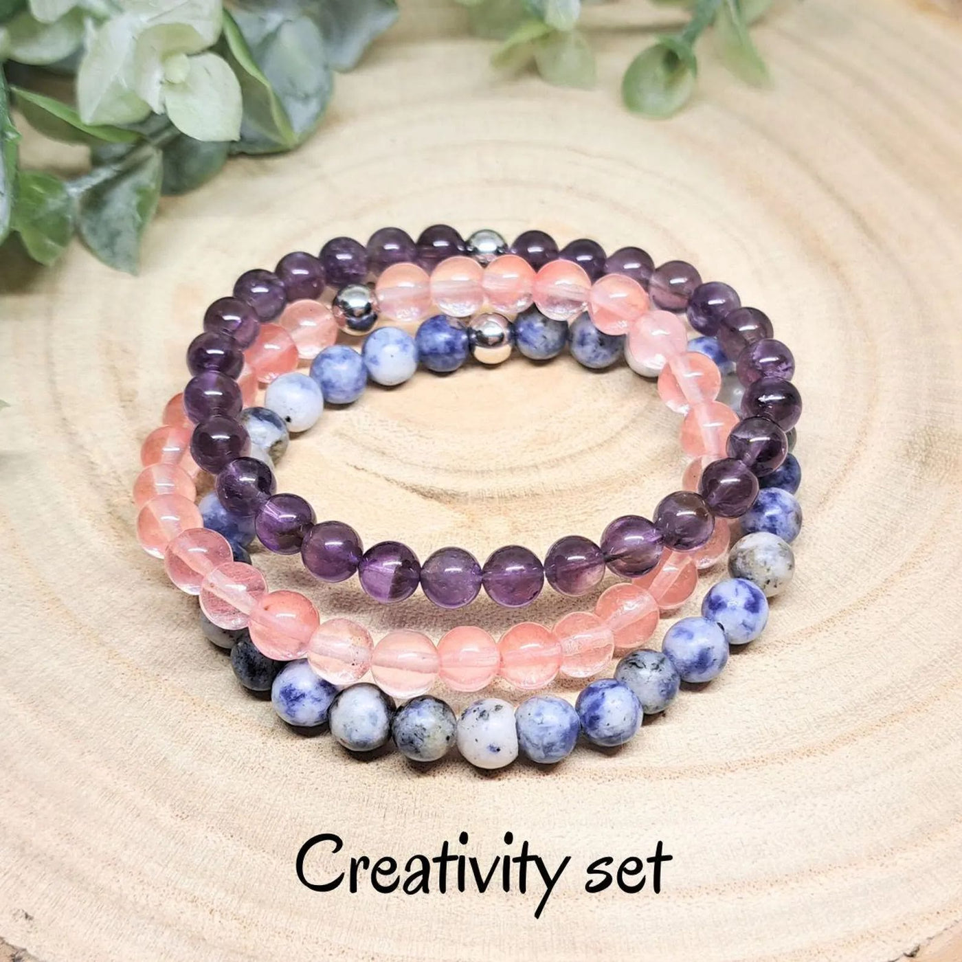 Olivenorma Healing Energy Crystal Gemstone Beaded Bracelet Set