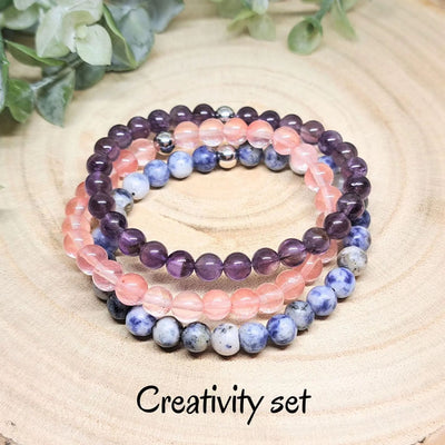 Olivenorma Healing Energy Crystal Gemstone Beaded Bracelet Set