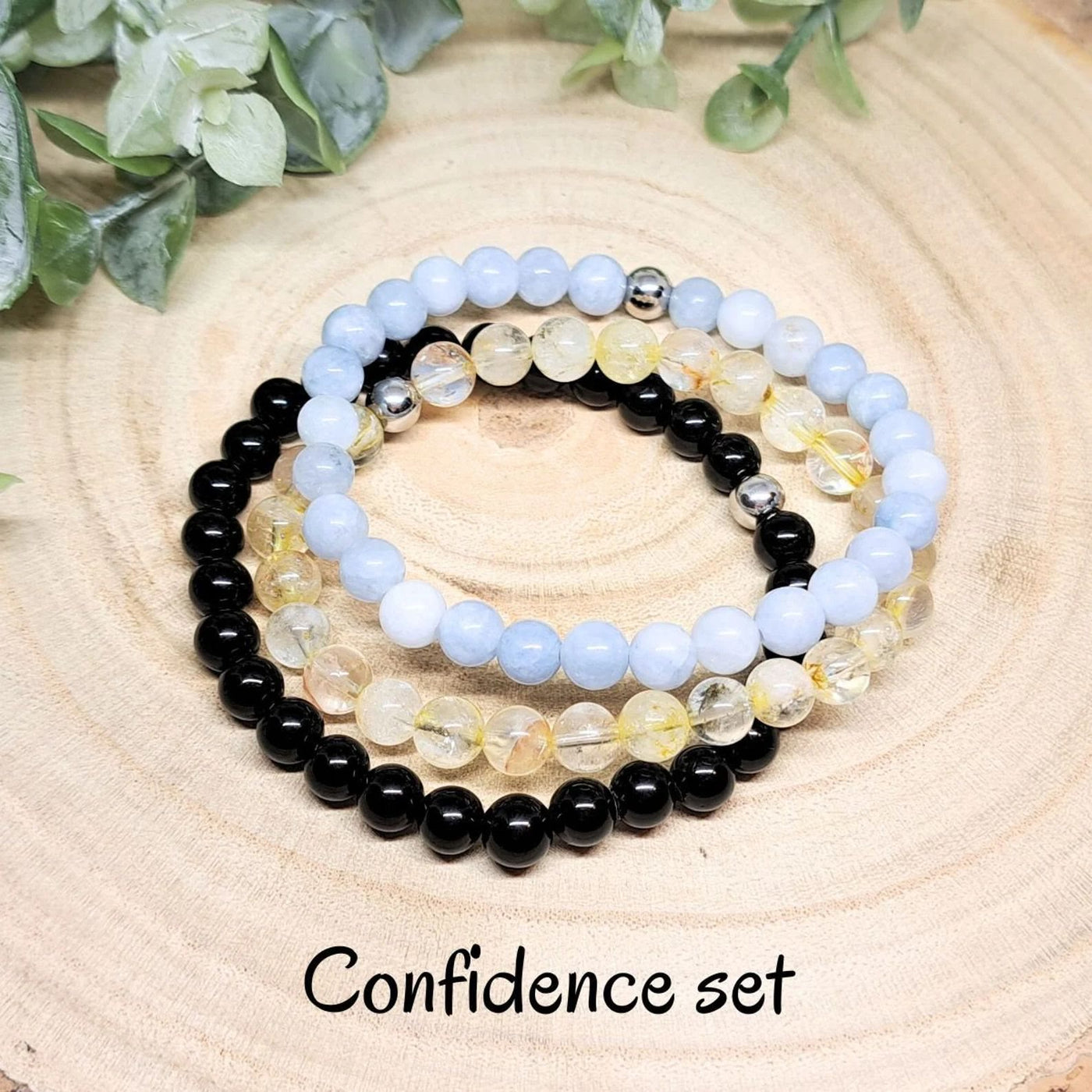 Olivenorma Healing Energy Crystal Gemstone Beaded Bracelet Set