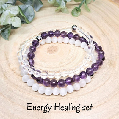 Olivenorma Healing Energy Crystal Gemstone Beaded Bracelet Set