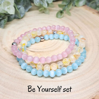 Olivenorma Healing Energy Crystal Gemstone Beaded Bracelet Set