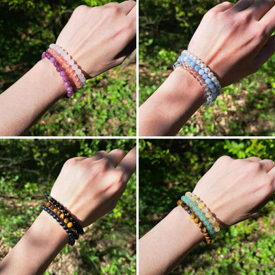 Olivenorma Healing Energy Crystal Gemstone Beaded Bracelet Set