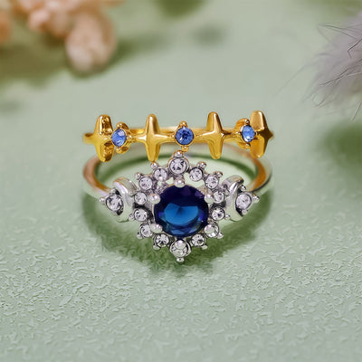 Olivenorma Moon Star Celestial Radiance Crystal Ring Set