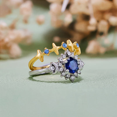 Olivenorma Moon Star Celestial Radiance Crystal Ring Set