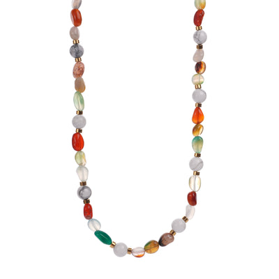 Olivenorma Natural Crystal Shell Beads Evil Eye Necklace