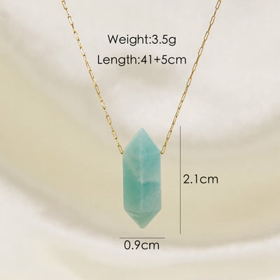 Olivenorma Crystal Double Point Pendant Titanium Steel Necklace