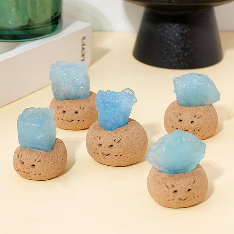 Olivenorma Natural Aquamarine Small Bean Decoration
