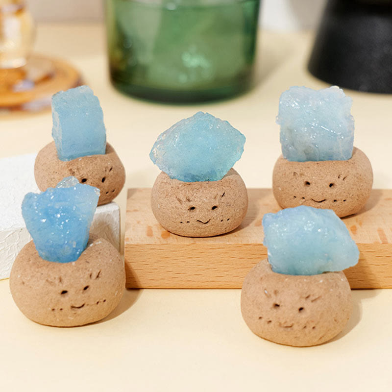 Olivenorma Natural Aquamarine Small Bean Decoration