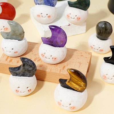 Olivenorma Natural Crystal Moon Cut Small Bean Decoration