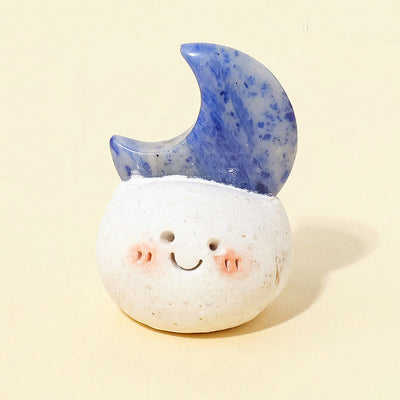 Olivenorma Natural Crystal Moon Cut Small Bean Decoration