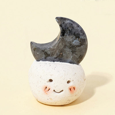 Olivenorma Natural Crystal Moon Cut Small Bean Decoration