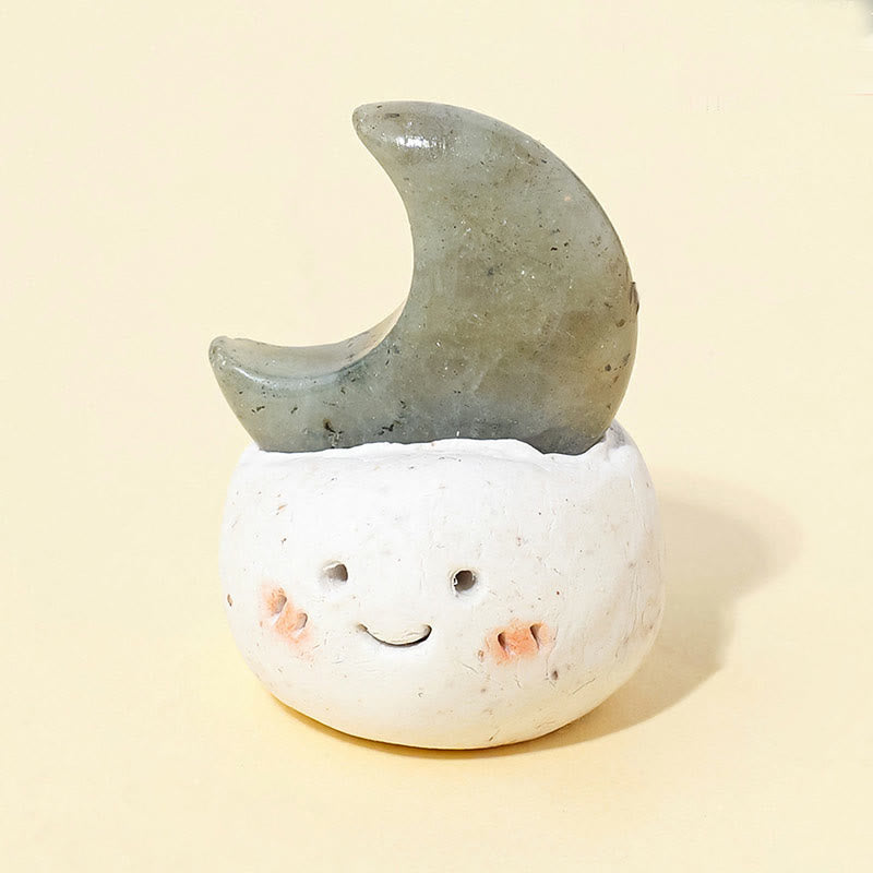 Olivenorma Natural Crystal Moon Cut Small Bean Decoration