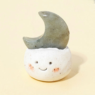 Olivenorma Natural Crystal Moon Cut Small Bean Decoration