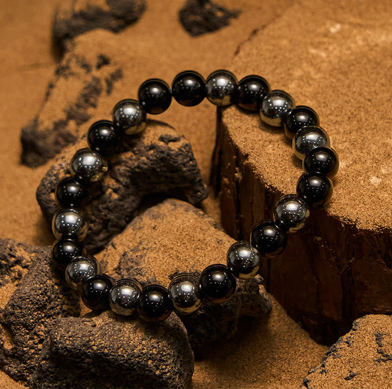 Olivenorma 8mm Hematite Obsidian Beads Men Bracelet