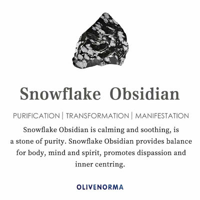 Olivenorma Snowflake Obsidian Square Cut Hematite Bead Bracelet