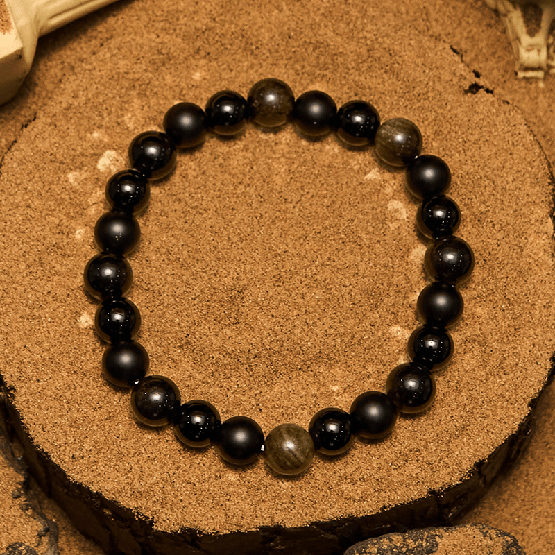 Olivenorma Black Onyx Golden Obsidian Beaded Men Bracelet