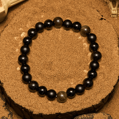 Olivenorma Black Onyx Golden Obsidian Beaded Men Bracelet