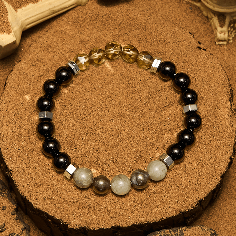 Olivenorma Labradorite Obsidian Smoky Quartz Beaded Bracelet