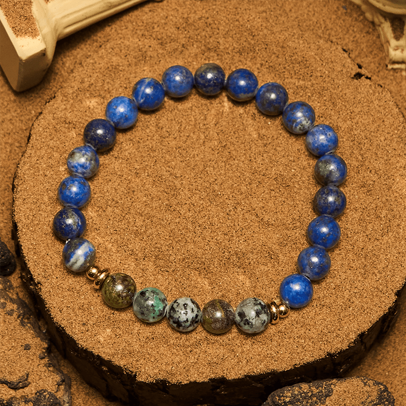 Olivenorma 8mm African Turquoise Lapis Lazuli Beaded Bracelet