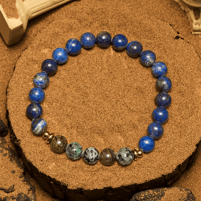 Olivenorma 8mm African Turquoise Lapis Lazuli Beaded Bracelet