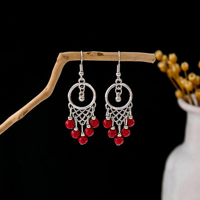 Olivenorma Retro Ethnic Style Bohemian Tassel Turquoise Earrings