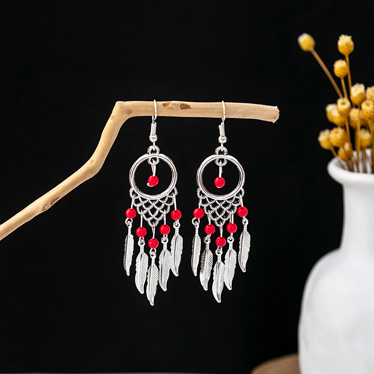 Olivenorma Retro Ethnic Style Bohemian Tassel Turquoise Earrings