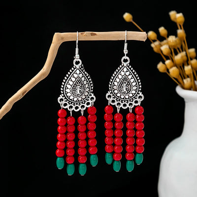 Olivenorma Retro Ethnic Style Bohemian Tassel Turquoise Earrings