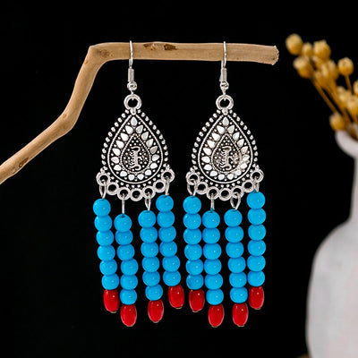 Olivenorma Retro Ethnic Style Bohemian Tassel Turquoise Earrings