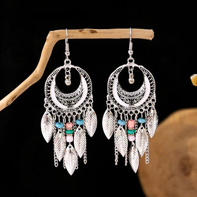 Olivenorma Retro Ethnic Style Bohemian Tassel Turquoise Earrings
