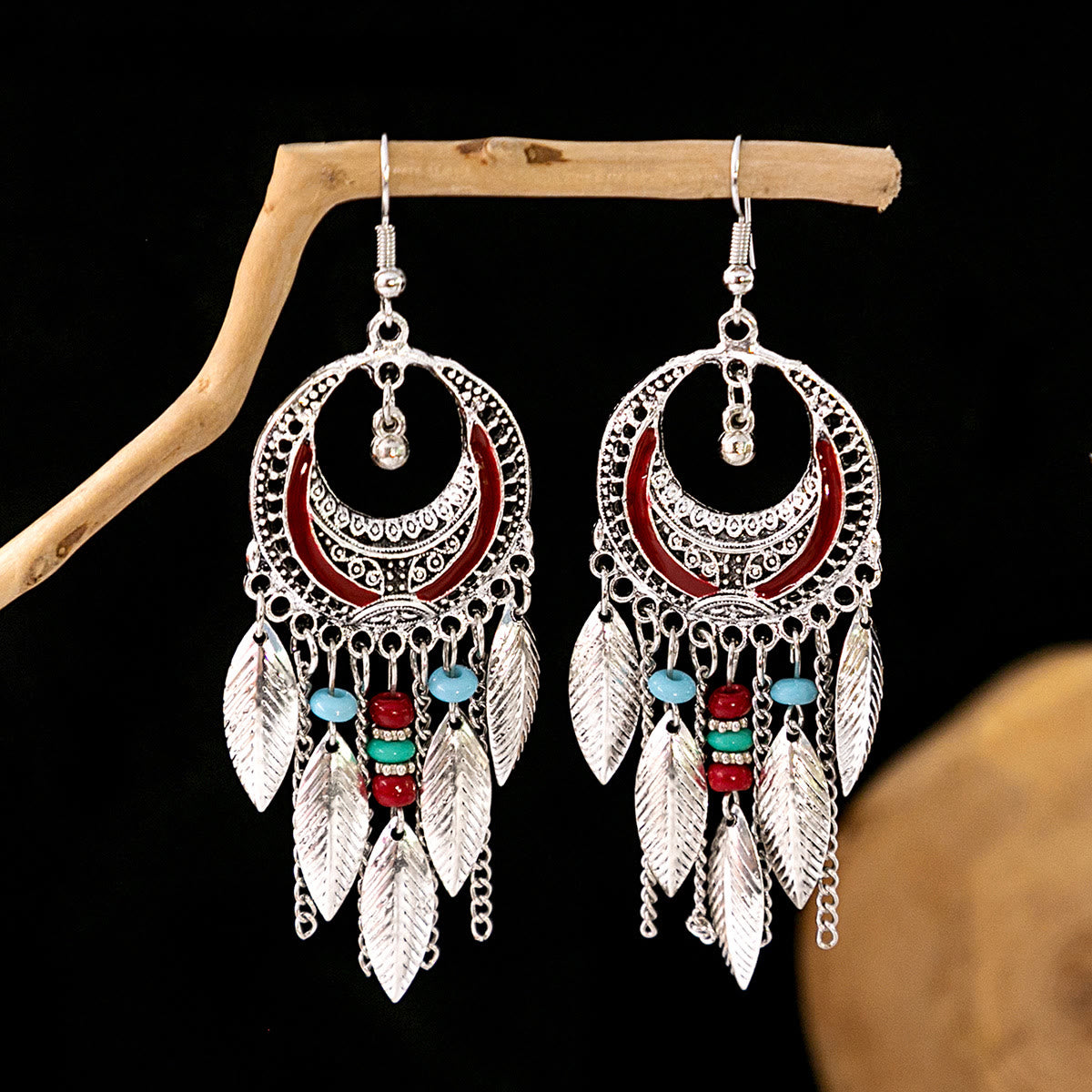 Olivenorma Retro Ethnic Style Bohemian Tassel Turquoise Earrings