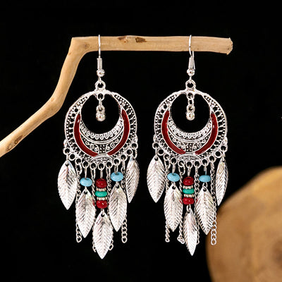 Olivenorma Retro Ethnic Style Bohemian Tassel Turquoise Earrings