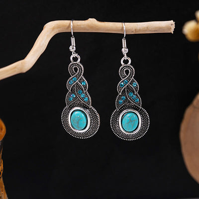 Olivenorma Retro Ethnic Style Bohemian Tassel Turquoise Earrings