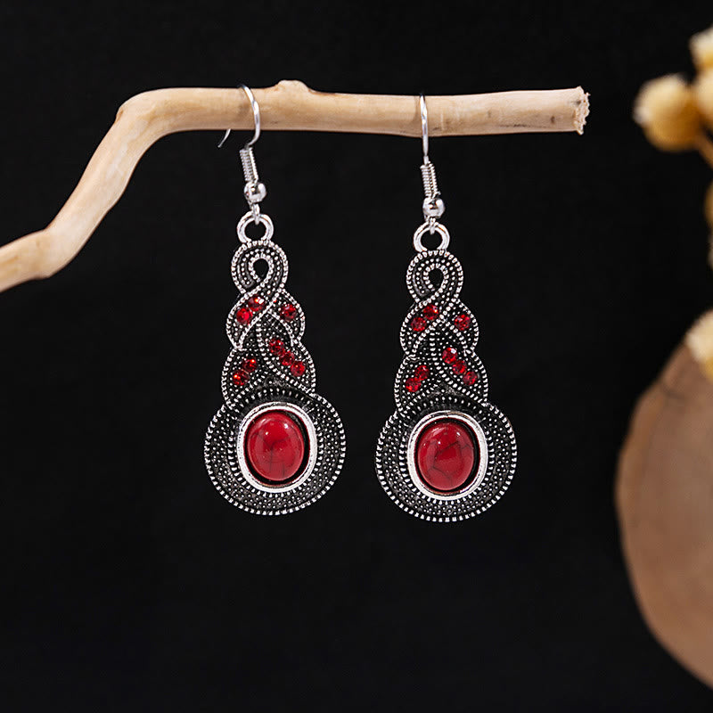 Olivenorma Retro Ethnic Style Bohemian Tassel Turquoise Earrings
