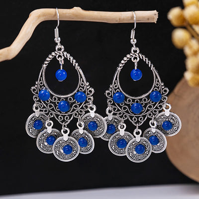 Olivenorma Retro Ethnic Style Bohemian Tassel Turquoise Earrings