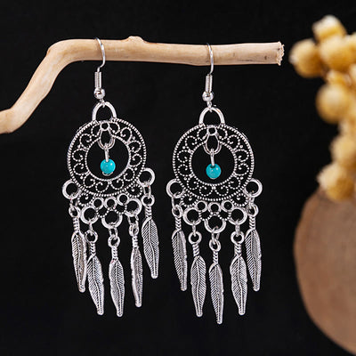 Olivenorma Retro Ethnic Style Bohemian Tassel Turquoise Earrings