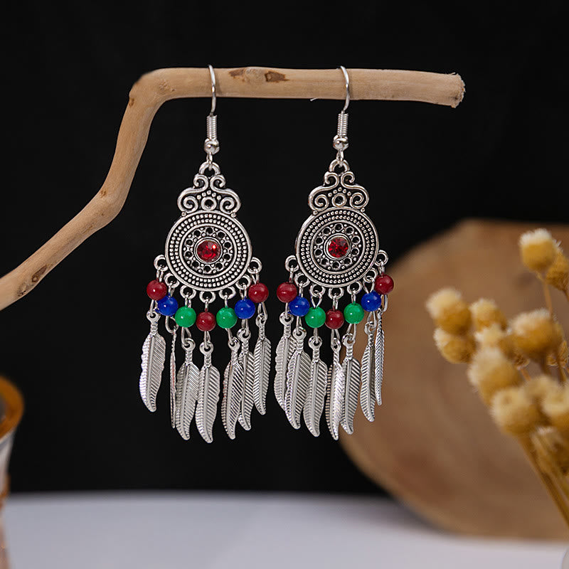 Olivenorma Retro Ethnic Style Bohemian Tassel Turquoise Earrings