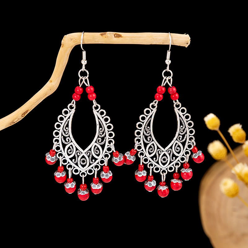 Olivenorma Retro Ethnic Style Bohemian Tassel Turquoise Earrings